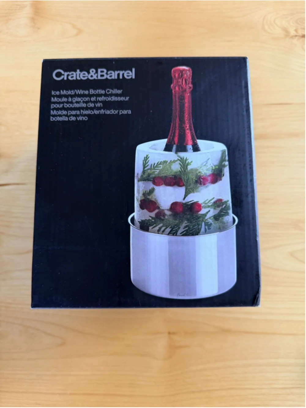 Crate & Barrel Ice Mold Wine Bottle Chiller DIY for Wine Champagne Liquor New